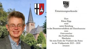 Stadtrat wählt Klaus Ripp zum Ortsvorsteher